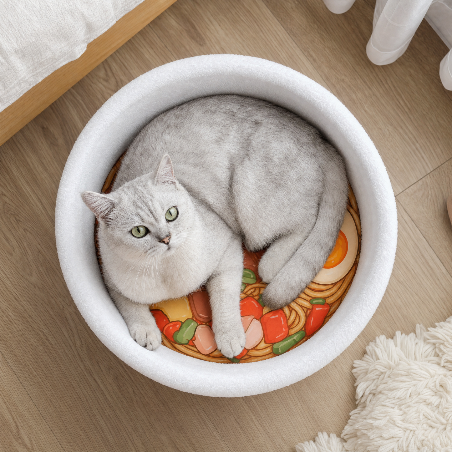 Ramen Noodle Dog & Cat Bed + Removable Washable Cushion